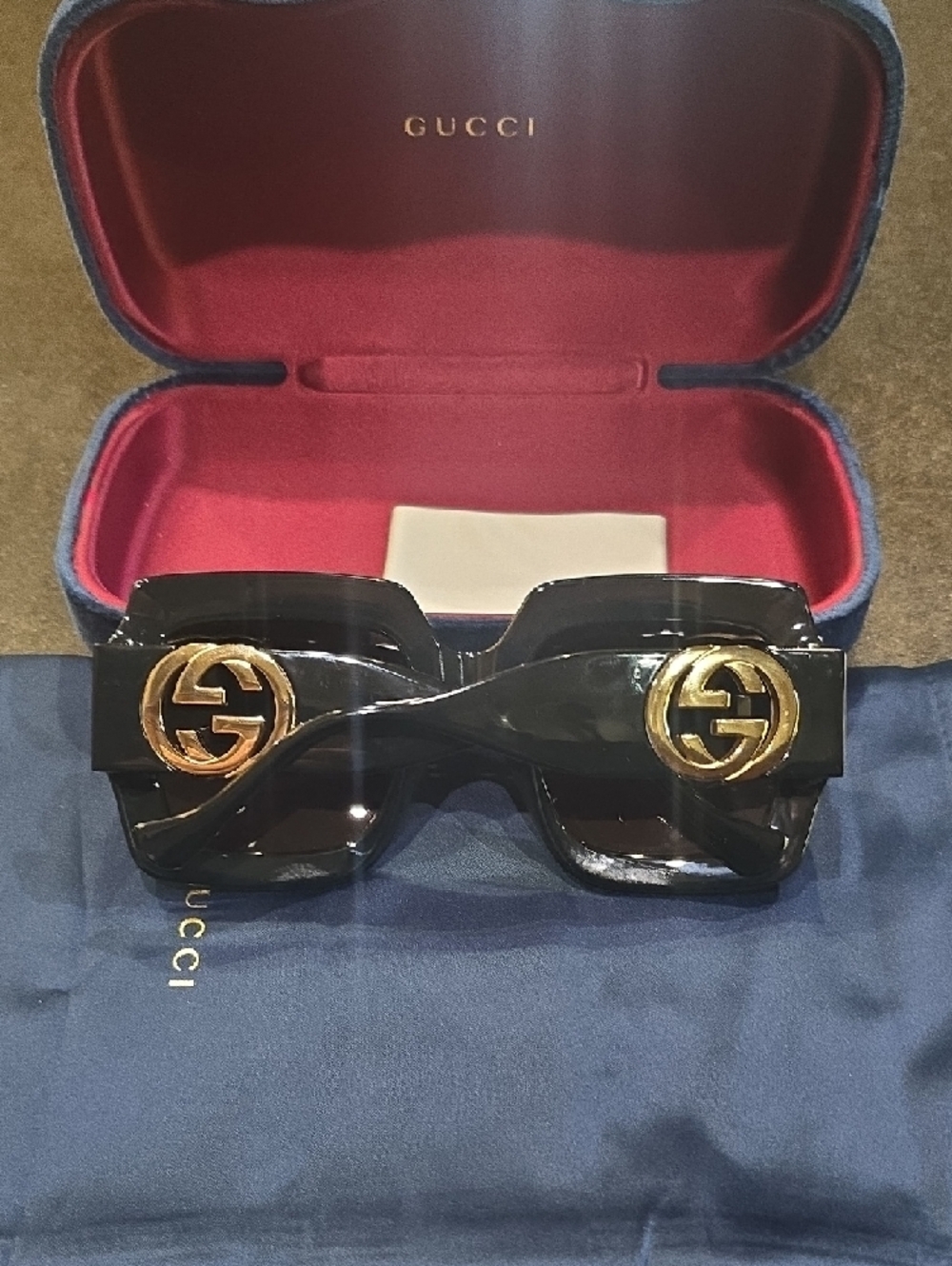 Gucci Black Oversized Square Men's Sunglasses - Picture 2 of 3